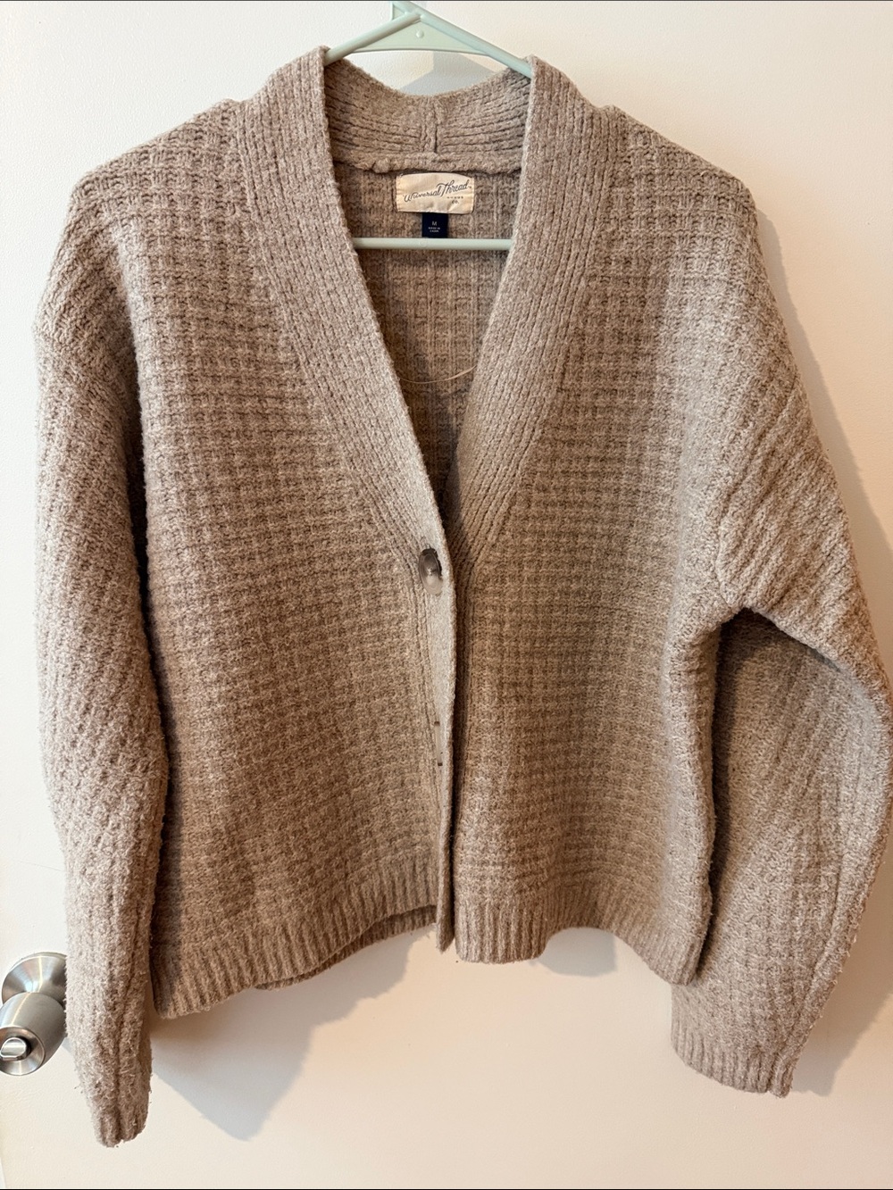 Universal Thread Taupe Waffle Knit Button Cardigan